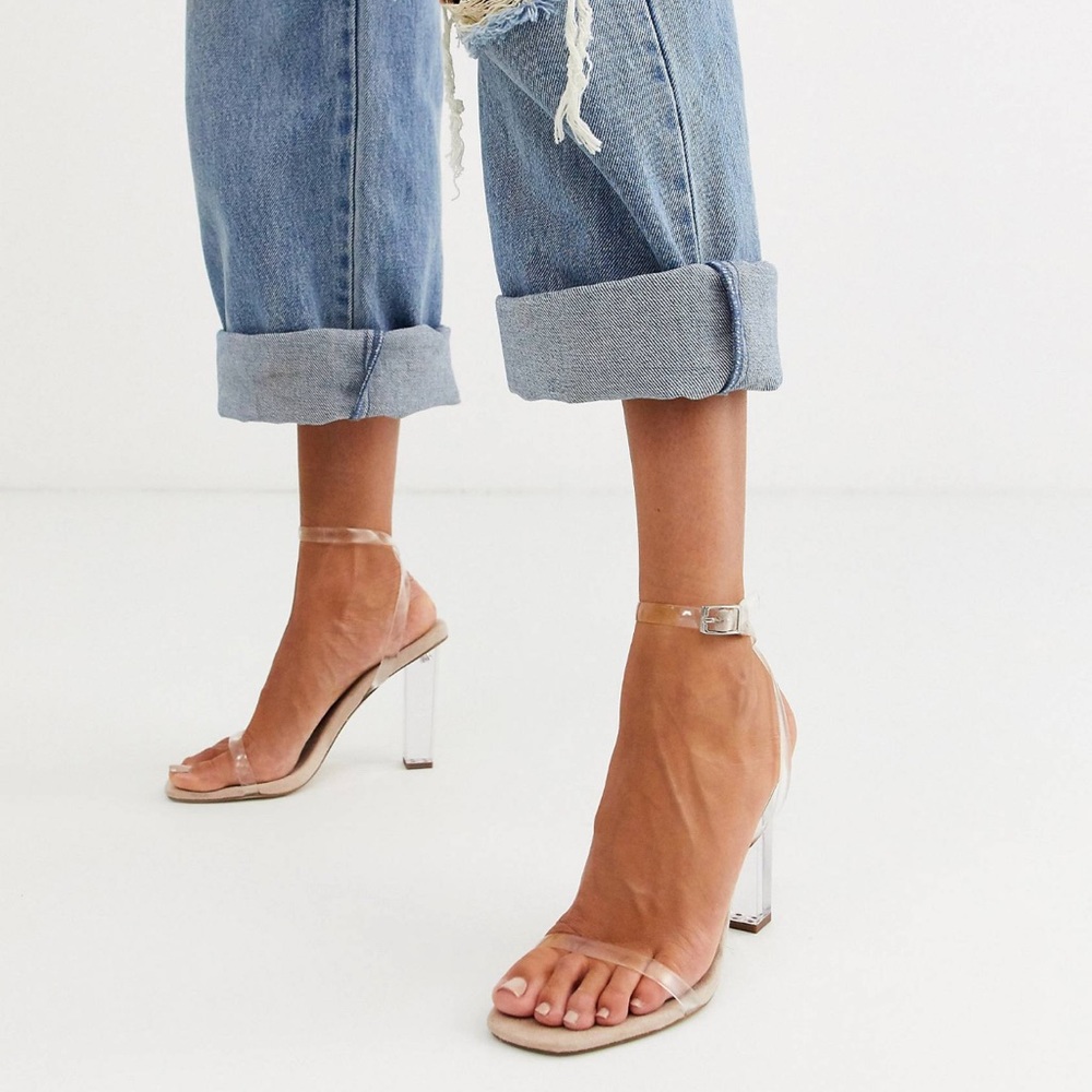 ASOS Design hark clear barely there block heeled sandals size US 9